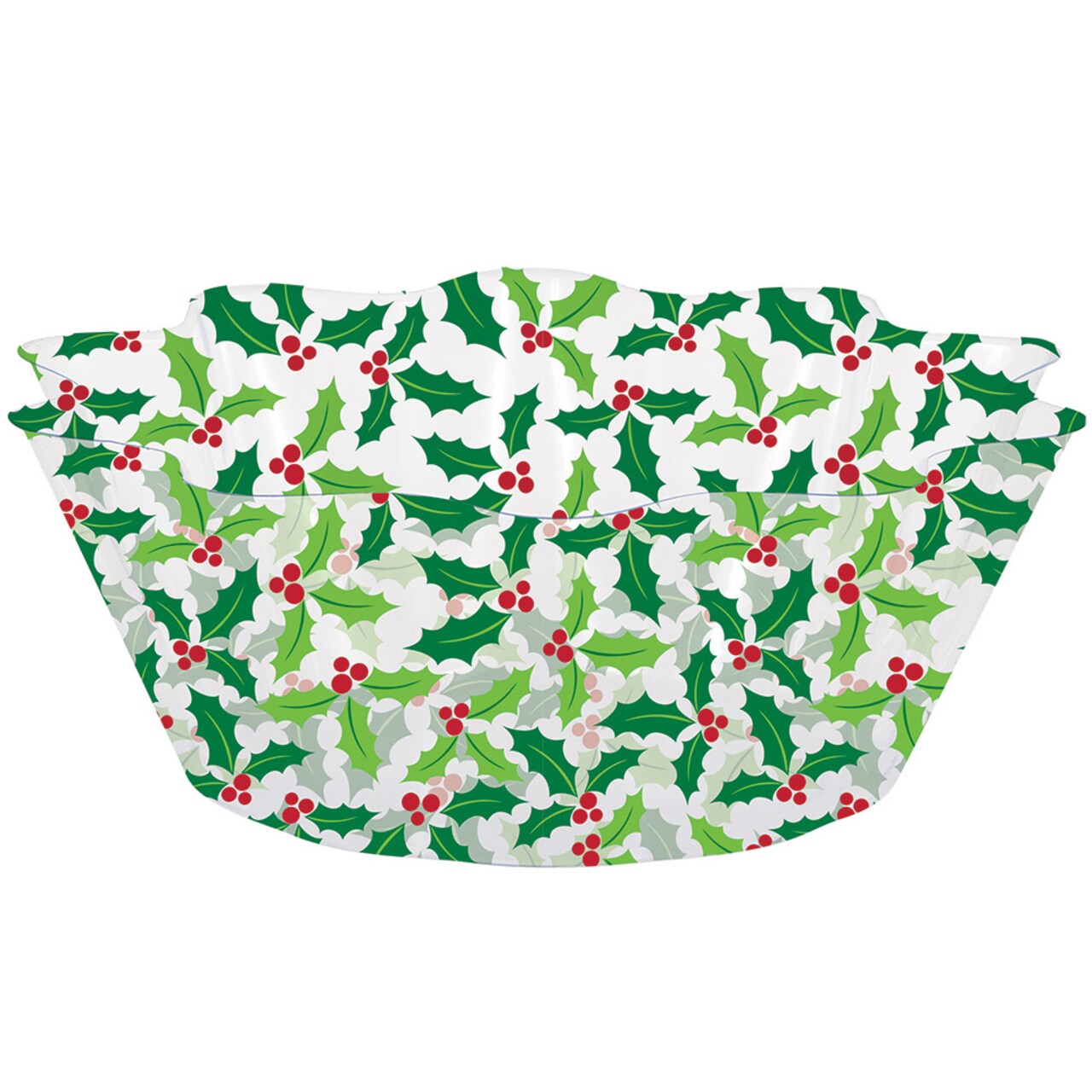 Party Central Club Pack of 12 Green and White Fluted Christmas Party Snack Bowls 8"